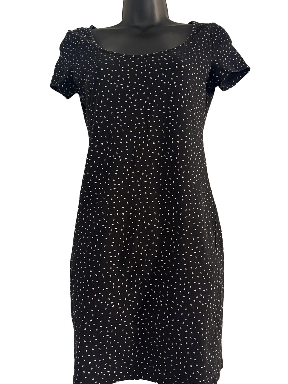 H&M Black Mini Dress with White Dot Print
